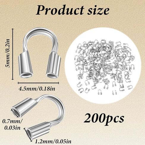 200 Pcs 0.7mm Hole Wire Guardian Protectors, Silver U Shape Wires Guard Loops Thread Protector Stainless Steel Wire Protector for Earring Bracelet Necklace Jewelry Making Supplies DIY Beading Craft in Kuwait