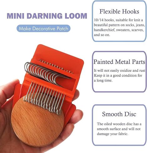 Gazaar Speedweave Darning, Mini Machine, Weave Tool, 14 Hooks Wooden Weaving Frame, Weaving Kit, Mending, Hand Craft DIY Weaving Repair Tool for Socks in Saudi Arabia