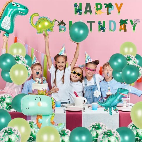 Lilyzheng Dinosaur عيد ميلاد ديكورات عيد ميلاد لطيف ديناصور بالون اللوازم حفلات عيد ميلاد سعيد Confetti Green Latex Balloon Baby Shower Decos Boys and Girls in Saudi Arabia