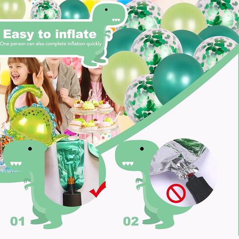 Lilyzheng Dinosaur عيد ميلاد ديكورات عيد ميلاد لطيف ديناصور بالون اللوازم حفلات عيد ميلاد سعيد Confetti Green Latex Balloon Baby Shower Decos Boys and Girls in Saudi Arabia