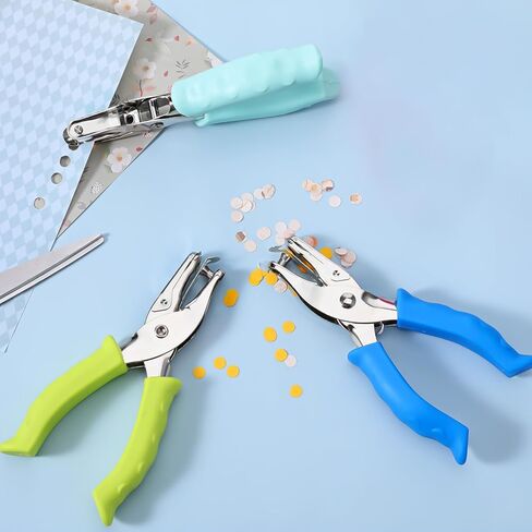 Giantree 12 Pack Single Hole Punch Handheld 1/4 Inch Hole Metal Paper Puncher with Grip Handles Circle Single Shape Puncher for Craft Papers Greeting Cards Scrapbook Notebook (Multicolor) in Saudi Arabia
