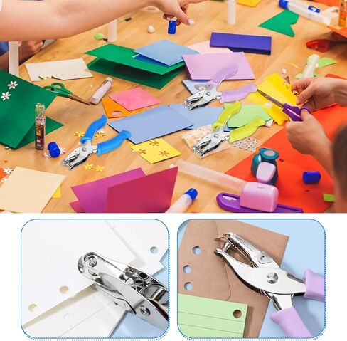 Giantree 12 Pack Single Hole Punch Handheld 1/4 Inch Hole Metal Paper Puncher with Grip Handles Circle Single Shape Puncher for Craft Papers Greeting Cards Scrapbook Notebook (Multicolor) in Saudi Arabia