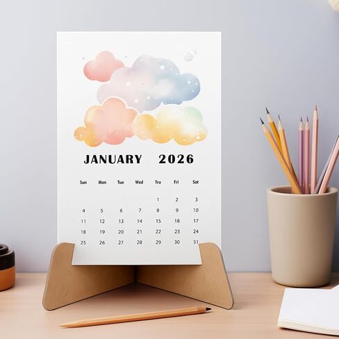 Faccito Watercolor Calendar Set for 2026-2027 Paint Desk Calendar 24 Sheets Watercolor Paper Bulk with Desktop Bracket Art Supplies for Crafts and DIY Media in Saudi Arabia