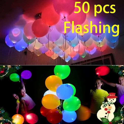 20 LED LED APT BALOONS ، 12 بوصة البالونات النيون المختلطة وميض تدوم 24 ساعة توهج في الظلام لتوهج عيد ميلاد يفضل الإمدادات الزفاف هالوين ديكورات عيد الميلاد in Saudi Arabia