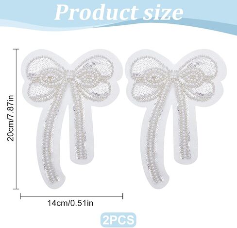 2 Pcs Bowknot Patches White Rhinestone Bow Patches Embroidered Patch Sew on Bowknot Beaded Appliques Sparkling Crystal Sewing Patches Decorative Stickers for DIY Clothing 7.8 * 5.5 in in Saudi Arabia