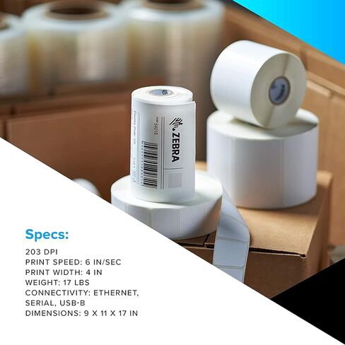 Zebra ZT230 Industrial Label Printer - Ethernet, Serial, USB - 4" Print Width, 203dpi, 6 Inches/sec, LCD - Thermal Transfer and Direct Thermal (Supports Both) (Renewed) in Saudi Arabia