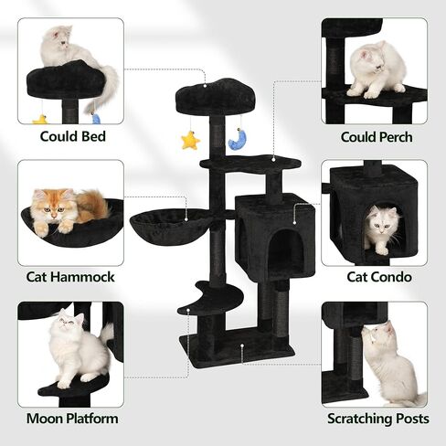 43-Inch Cat Tree,Cute Cloud Cat Tree for Kittens & Small Cats Under 6 Months 9lbs, Cat Tower with Scratching Post, Double Condos, Plush Hammock & Dangling Toys, White in Saudi Arabia