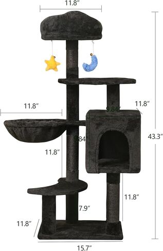 43-Inch Cat Tree,Cute Cloud Cat Tree for Kittens & Small Cats Under 6 Months 9lbs, Cat Tower with Scratching Post, Double Condos, Plush Hammock & Dangling Toys, White in Saudi Arabia