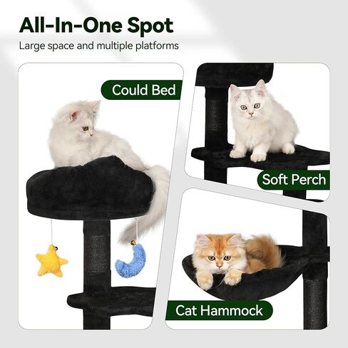 43-Inch Cat Tree,Cute Cloud Cat Tree for Kittens & Small Cats Under 6 Months 9lbs, Cat Tower with Scratching Post, Double Condos, Plush Hammock & Dangling Toys, White in Saudi Arabia