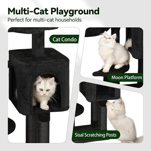 43-Inch Cat Tree,Cute Cloud Cat Tree for Kittens & Small Cats Under 6 Months 9lbs, Cat Tower with Scratching Post, Double Condos, Plush Hammock & Dangling Toys, White in Saudi Arabia