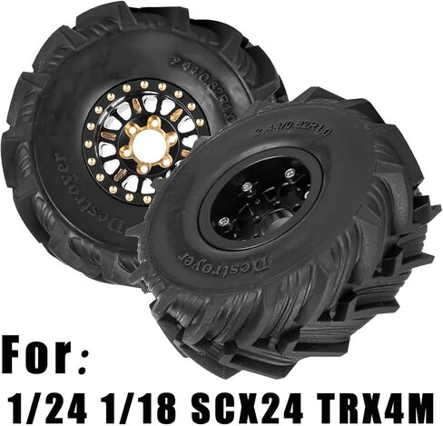 RC Full Brass 1.0in Beadlock RC Wheel RC Tyres لـ 1/18 1/24 TRX4M AXIAL SCX24 RC Crawler ، 1.0 "RC Metal Wheel Hub Rim RC Truck Tires 4pcs in Kuwait