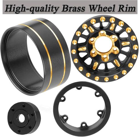 RC Full Brass 1.0in Beadlock RC Wheel RC Tyres لـ 1/18 1/24 TRX4M AXIAL SCX24 RC Crawler ، 1.0 "RC Metal Wheel Hub Rim RC Truck Tires 4pcs in Kuwait