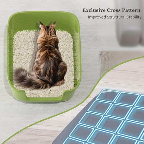 Vealind Large Cat Litter Box High Sided and Side Entry Cat Litter Pan 50 x 40 x 22 CM, Anti-Splashing Deep Tall Cat Boxes for Indoor Cats Basics Kitty Litter Box (Grey) in Kuwait