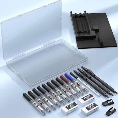 Nicpro Black Metal 2.0 Pencil Mechanical Pencil مع CASE ، حامل صياغة 3 PCS مع تعبئة الرصاص الجرافيت 2 مم (HB 2H 4H 2B 4B) والألوان ، شحذات ، محو لكتابة الفنانين ، الرسم ، رسم ، رسم in Saudi Arabia