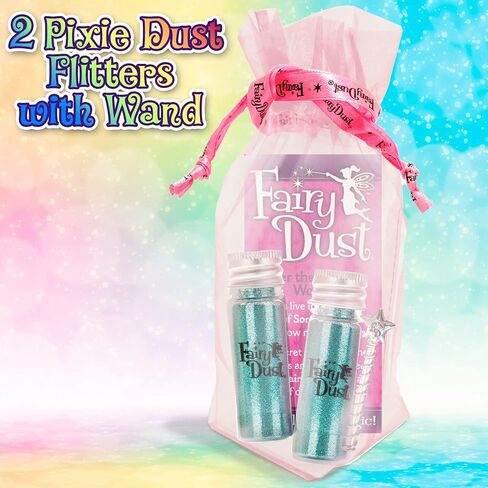 Fairy Dust - Original Fairy Dust Vials | Pixie Dust Glitter Powder From The Land of Sorralia | Fine Dust Teal Glitter | Best Glitter For Resin | Great Decoration Gifts for Kids Celebration (Pack of 2) in Saudi Arabia