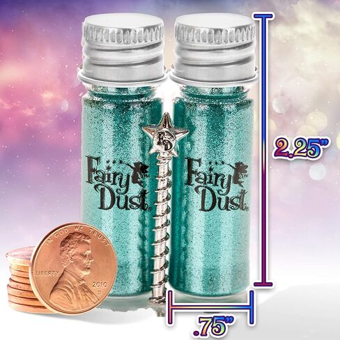 Fairy Dust - Original Fairy Dust Vials | Pixie Dust Glitter Powder From The Land of Sorralia | Fine Dust Teal Glitter | Best Glitter For Resin | Great Decoration Gifts for Kids Celebration (Pack of 2) in Saudi Arabia