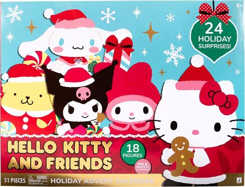 Hello Kitty® and Friends 2025 Holiday Advent Calendar - 18 شخصية مع ملحقات Mix & Match - 24 مفاجآت - أطفال و Sanrio Fans تتراوح أعمارهم بين 6+ in Saudi Arabia