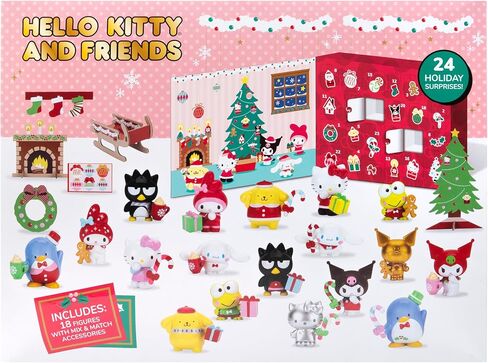 Hello Kitty® and Friends 2025 Holiday Advent Calendar - 18 شخصية مع ملحقات Mix & Match - 24 مفاجآت - أطفال و Sanrio Fans تتراوح أعمارهم بين 6+ in Saudi Arabia