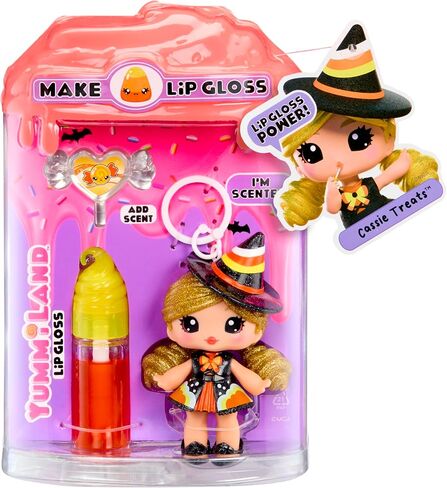 Yummiland x Halloween Lip Gloss Doll - Cassie Treats Includes DIY Lip Gloss + Keychain, Cosmetic Play, Seasonal Halloween Collectible, Ages 4+ in Saudi Arabia