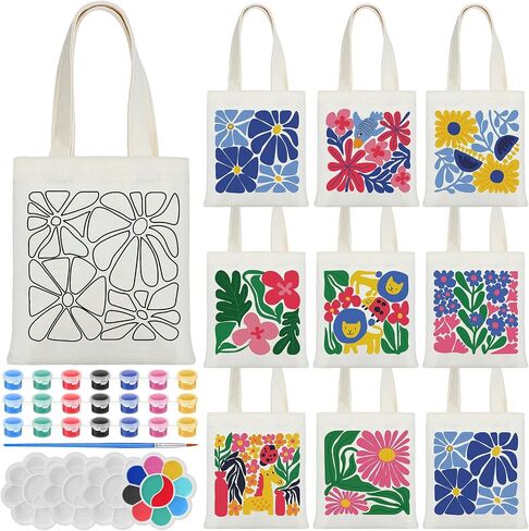 aliceset 16 pcs ملون حقيبتك الخاصة رسومات الشعار المبتكرة لطلاء Craft Ocean Boho Boho Cotton Mini Bag for DIY in Kuwait
