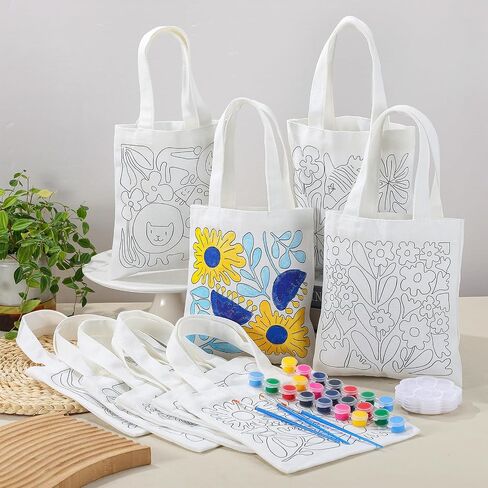 aliceset 16 pcs ملون حقيبتك الخاصة رسومات الشعار المبتكرة لطلاء Craft Ocean Boho Boho Cotton Mini Bag for DIY in Kuwait