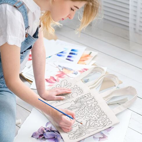 aliceset 16 pcs ملون حقيبتك الخاصة رسومات الشعار المبتكرة لطلاء Craft Ocean Boho Boho Cotton Mini Bag for DIY in Kuwait