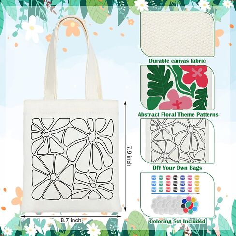 aliceset 16 pcs ملون حقيبتك الخاصة رسومات الشعار المبتكرة لطلاء Craft Ocean Boho Boho Cotton Mini Bag for DIY in Kuwait