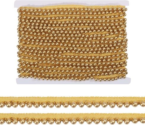 GLOBLELAND 10 Yards Gold Pearl Fringe Beaded Lace Trim Hanging Bead Tassel Fringe Lace for Sewing Crafts Wedding Dress Clothing Accessories DIY Decoration in Saudi Arabia