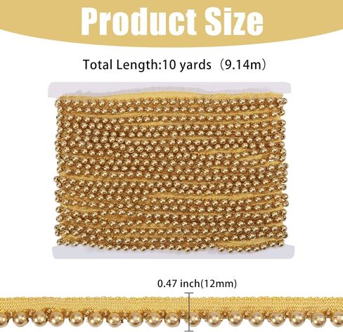 GLOBLELAND 10 Yards Gold Pearl Fringe Beaded Lace Trim Hanging Bead Tassel Fringe Lace for Sewing Crafts Wedding Dress Clothing Accessories DIY Decoration in Saudi Arabia