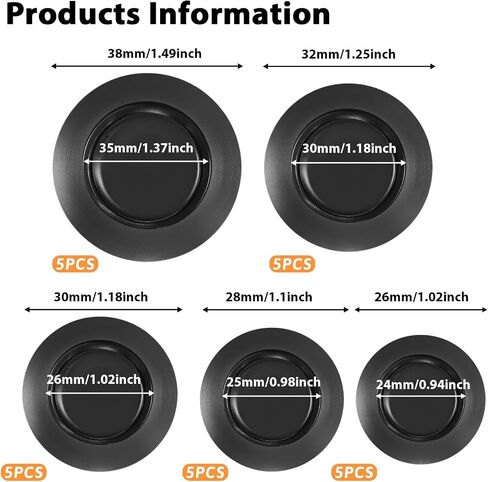 20 Pcs Piggy Bank Stopper Replacement, Round Piggy Bank Stopper Cover Rubber Saving Box Stoppers Piggys Banks Stoppers Saving Box Plugs(5 Sizes,Black) in Saudi Arabia
