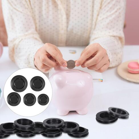 20 Pcs Piggy Bank Stopper Replacement, Round Piggy Bank Stopper Cover Rubber Saving Box Stoppers Piggys Banks Stoppers Saving Box Plugs(5 Sizes,Black) in Saudi Arabia