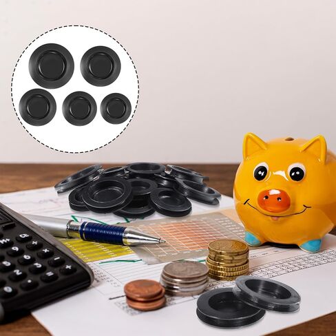 20 Pcs Piggy Bank Stopper Replacement, Round Piggy Bank Stopper Cover Rubber Saving Box Stoppers Piggys Banks Stoppers Saving Box Plugs(5 Sizes,Black) in Saudi Arabia