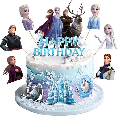 9pcs عيد ميلاد سعيد لحفلات الكعكة زخارف القبعات العليا ، قبعات كب كيك أزرق للاحتفالات in Kuwait