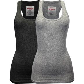 Zenana Women's Plain Solid Color Ribbed Racerback Tank Top Shirt Plus Sizes