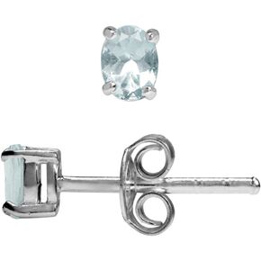 Silvershake 4X3mm Extra Petite Genuine Oval Shape Blue Aquamarine 925 Sterling Silver Stud Earrings