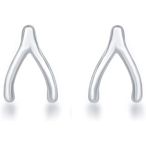 Sterling Silver Small Wishbone Stud Earrings