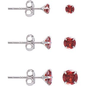 3mm 4mm 5mm Cubic Zirconia Sterling Silver Studs Earrings Set for Women in Kuwait