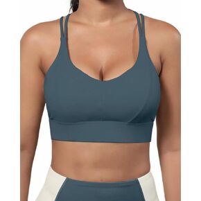 Grace Form Sports Bra for Women Strappy Medium Support Push Up Padded Sports Bra for Running Workout Bra Yoga Bra