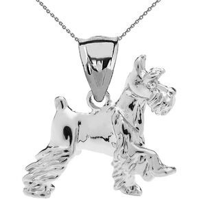 Solid Sterling Silver Schnauzer Charm Pendant Necklace