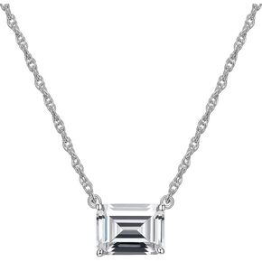 DIAMONLITE 1.0-2.5 Ct Cubic Zirconia Pendant Necklace for Women, D Color VVS Clarity Excellent Cut, 925 Sterling Silver Lab Created Simulated Diamond Solitaire Prong or Bezel Necklace, 18 inch + 2 inch Extender, Womens Silver CZ Zirconia Necklace