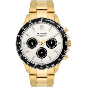 Armitron Men's Analog Multi-Zone Silver-Tone Dial Gold-Tone Stainless Steel Bracelet Watch, 20/5575SBGP