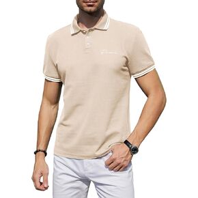 Men's Cotton Pique Golf Polo Shirts Casual Short Sleeve Classic Polo Shirts Button Down Shirts