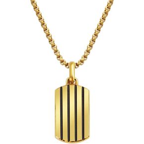 Van Heusen Men's Stainless Steel Striped Dog Tag Pendant with 24" Box Chain Necklace