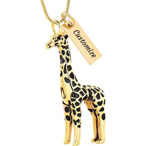 Hearbeingt Giraffe Cremation Ashes Jewelry Keepsake Pendant Necklace for Women Men Stainless Steel Urn Necklace for Ashes