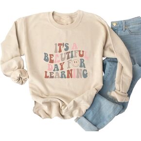 Xiaomomo Its A Beautiful Day For Learning Sweatshirt Womens Vintage Teacher Sweatshirts Cute Teach Gift