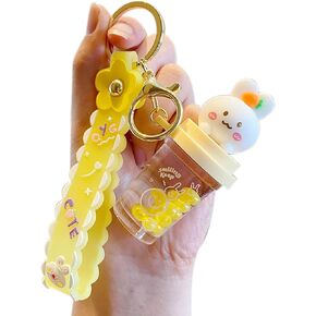 BEXOA لطيف المفاتيح Kawaii السائل العائمة بوبا سلاسل المفاتيح اكسسوارات سيارة حلقة رئيسية الكرتون ظهره Charms لفتاة النساء in Kuwait