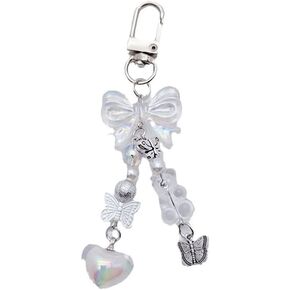 Caiyao Cute Keychain Aesthetic Y2K Keychain Accessories Heart Butterfly Strawberry Bear Key Chain for Teen Girls Women Gifts