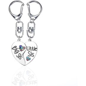 yaozeio Matching Keychains for Big Sis Little Sis Gifts for Sister Birthday Gifts from Sister Keychains for 2, Christmas Gift for Sister Puzzle Keychain for Big Sis Lil Sis