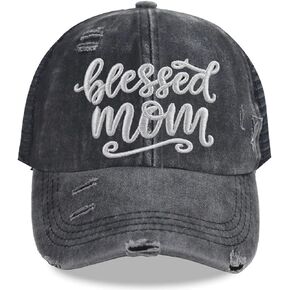 MANMESH HATT Blessed Mama Hat Vintage Washed Distressed Mesh Baseball Dad Cap