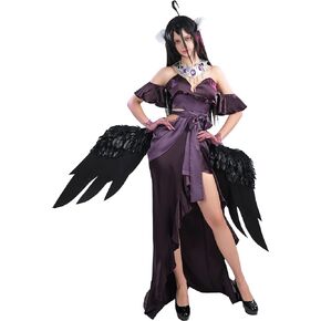 Cosplay.fm Women Cosplay Costume Deep V Off-shoulder Evening Dress Set with Gloves